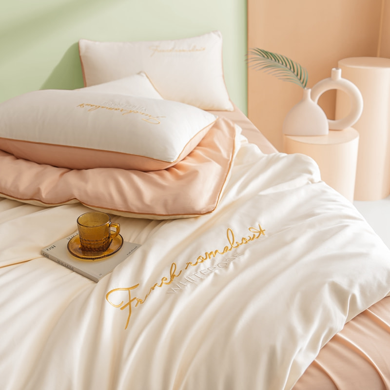 খাঁটি সুতির কঠিন রঙ ডাবল বিছানা শীট সেট